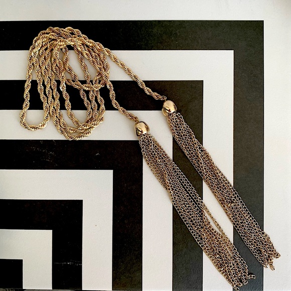 Versatile Classic Gold Rope and tassel necklace or tie - Picture 5 of 9